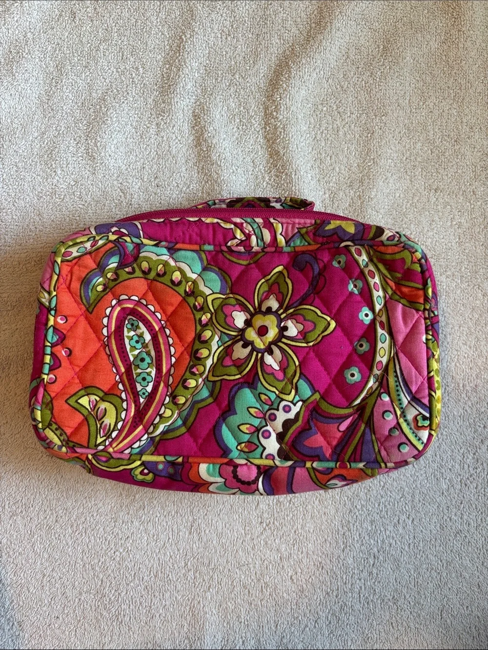 Vera Bradley Fuchsia Paisley Quilted Cosmetic Case
